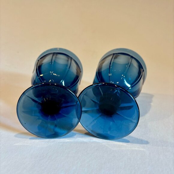 Pair of Vintage Noritake Blue Provincial Glass Iced Tea Goblet Glasses - Picture 4 of 4